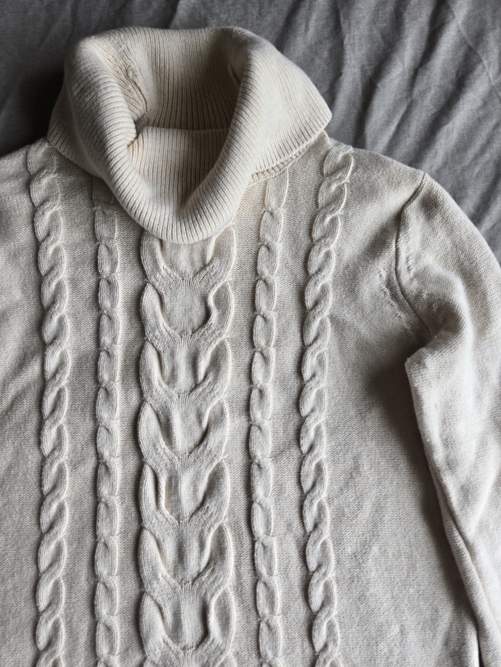 Banana Republic Cream Cable-Knit Turtleneck Sweater Dress Small - Picture 2 of 10